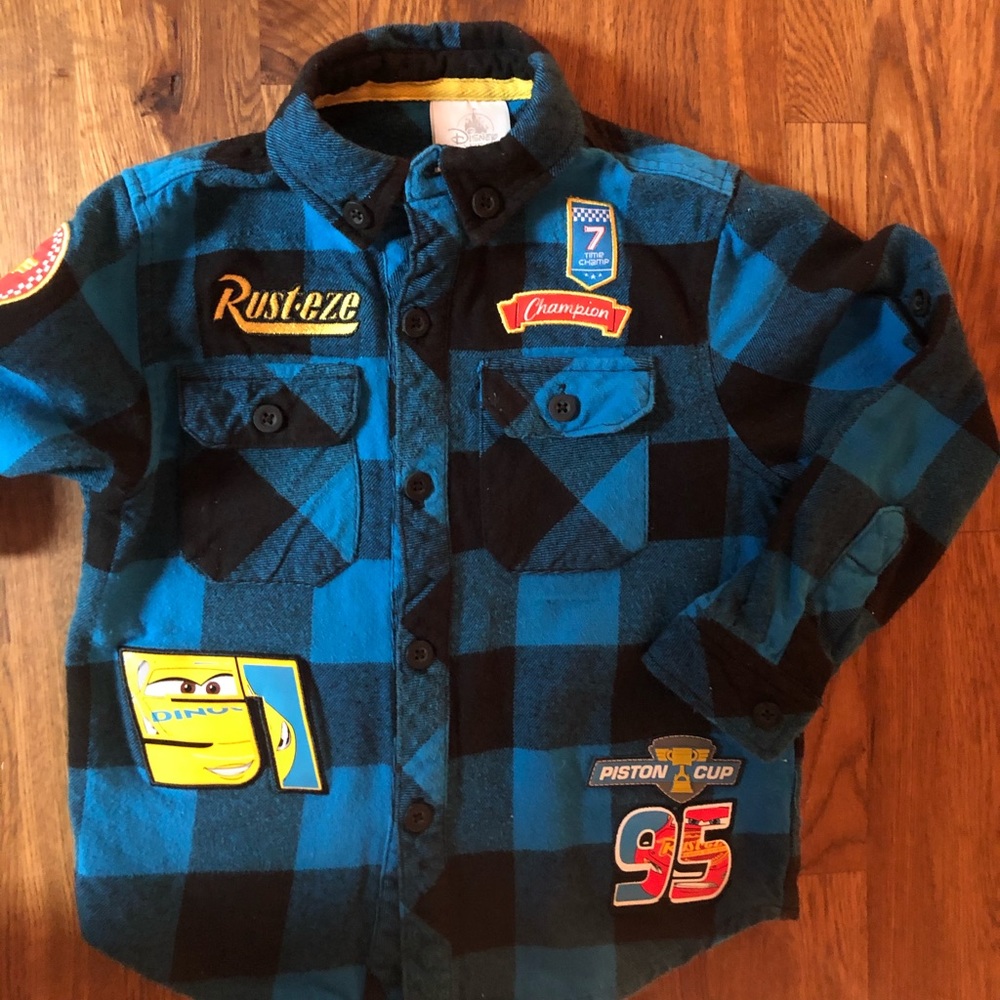 Disney blue checked racing flannel